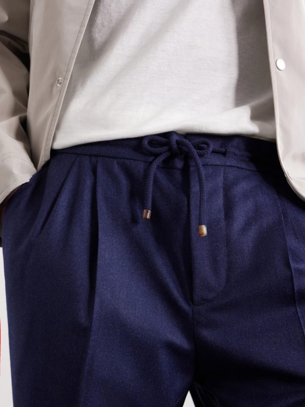 Tapered Pleated Virgin Wool-Flannel Drawstring Trousers - CU Tapered Pleated Virgin Wool-Flannel Drawstring Trousers - CU