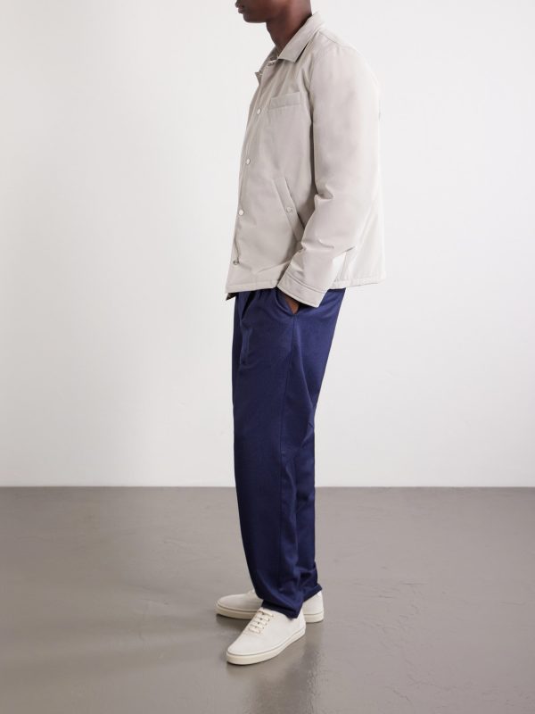 Tapered Pleated Virgin Wool-Flannel Drawstring Trousers - OU Tapered Pleated Virgin Wool-Flannel Drawstring Trousers - OU