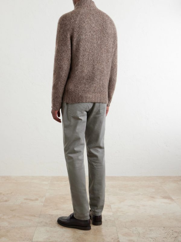 Brushed Cashmere and Silk-Blend Zipped Sweater - BK Brushed Cashmere and Silk-Blend Zipped Sweater - BK