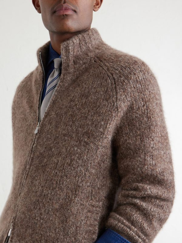 Brushed Cashmere and Silk-Blend Zipped Sweater - CU Brushed Cashmere and Silk-Blend Zipped Sweater - CU
