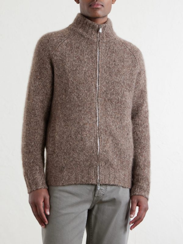 Brushed Cashmere and Silk-Blend Zipped Sweater - FR Brushed Cashmere and Silk-Blend Zipped Sweater - FR