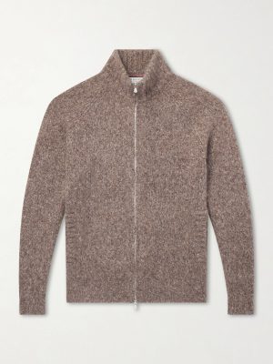 Brushed Cashmere and Silk-Blend Zipped Sweater Brushed Cashmere and Silk-Blend Zipped Sweater