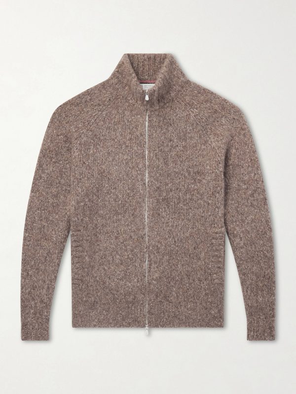 Brushed Cashmere and Silk-Blend Zipped Sweater Brushed Cashmere and Silk-Blend Zipped Sweater