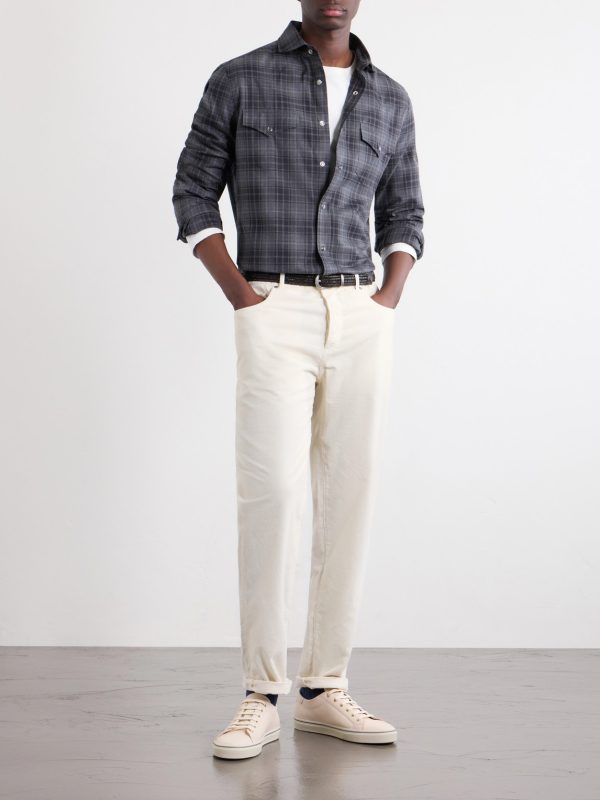 Checked Cotton-Flannel Shirt - OU Checked Cotton-Flannel Shirt - OU