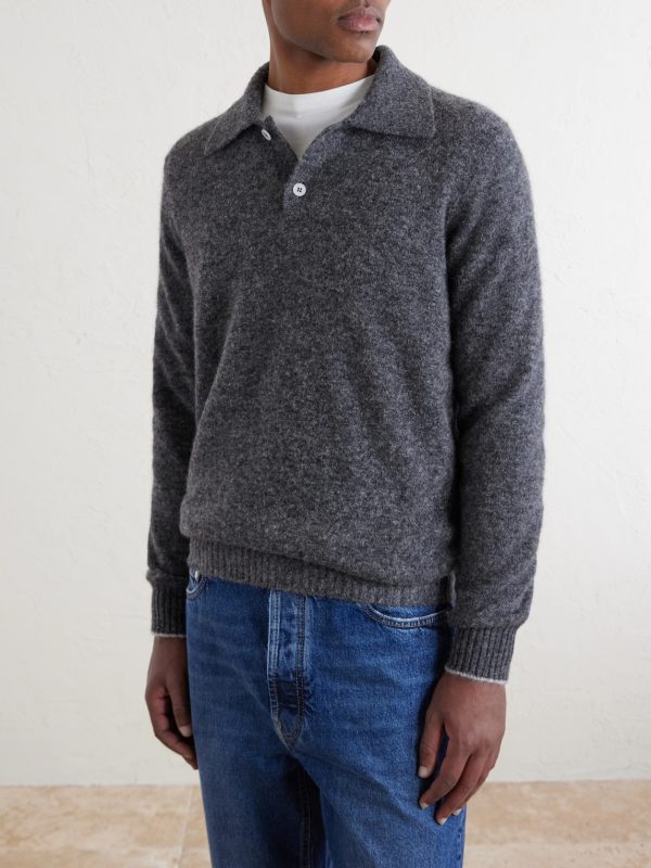 Alpaca-Blend Polo Sweater - FR