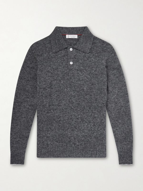 Alpaca-Blend Polo Sweater