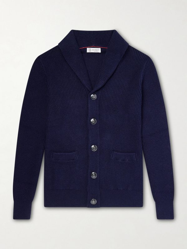Shawl-Collar Ribbed Cotton Cardigan Shawl-Collar Ribbed Cotton Cardigan