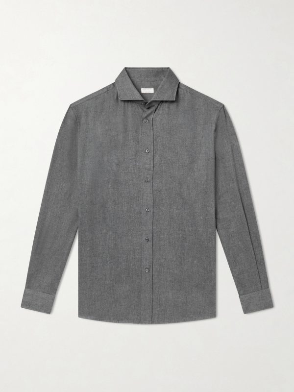 Herringbone Cotton and Lyocell-Blend Shirt Herringbone Cotton and Lyocell-Blend Shirt