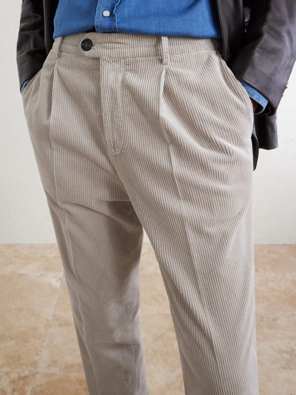 Tapered Pleated Cotton-Corduroy Trousers - CU Tapered Pleated Cotton-Corduroy Trousers - CU