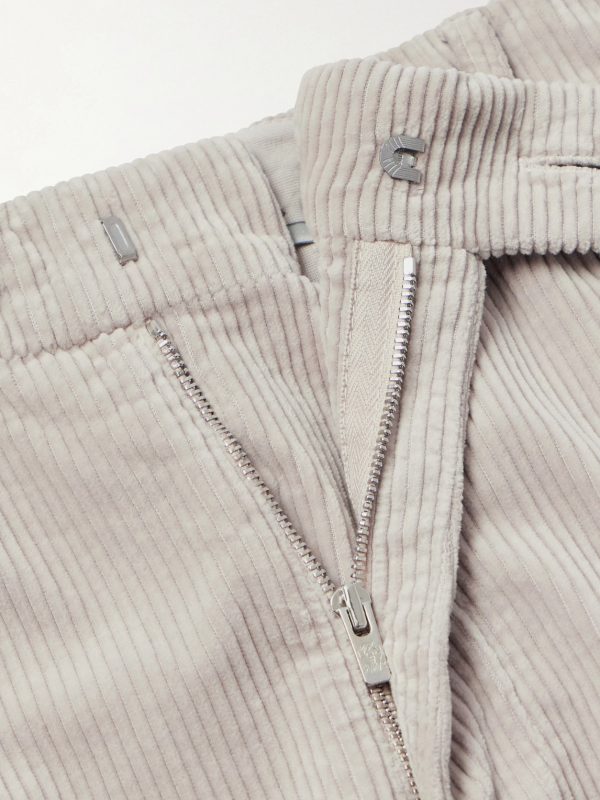 Tapered Pleated Cotton-Corduroy Trousers - E1 Tapered Pleated Cotton-Corduroy Trousers - E1