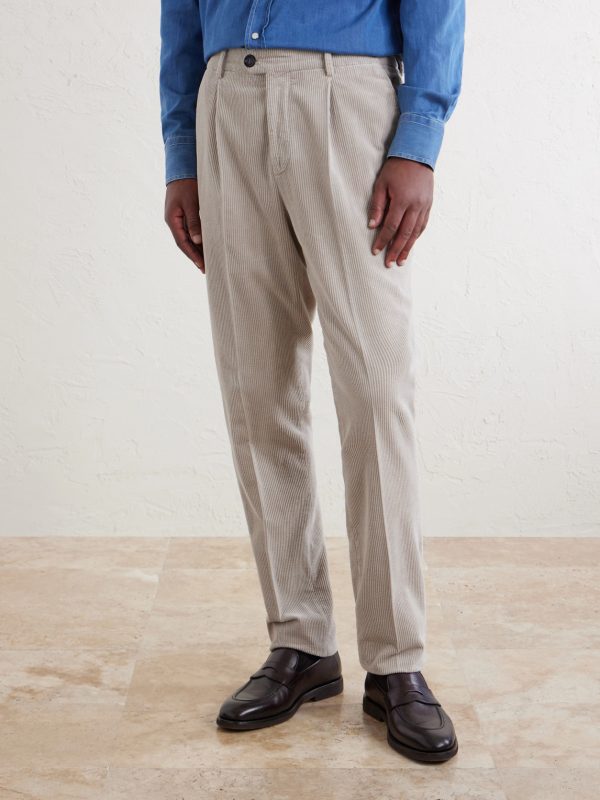 Tapered Pleated Cotton-Corduroy Trousers - FR Tapered Pleated Cotton-Corduroy Trousers - FR