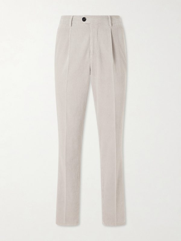 Tapered Pleated Cotton-Corduroy Trousers Tapered Pleated Cotton-Corduroy Trousers
