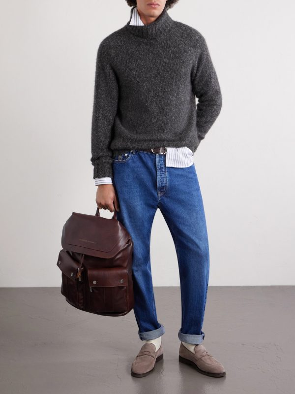Ribbed Cashmere and Silk-Blend Rollneck Sweater - OU Ribbed Cashmere and Silk-Blend Rollneck Sweater - OU