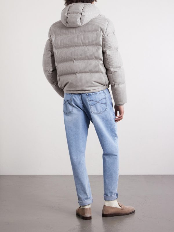 Quilted Herringbone Cashmere and Silk-Blend Hooded Down Jacket - BK Quilted Herringbone Cashmere and Silk-Blend Hooded Down Jacket - BK