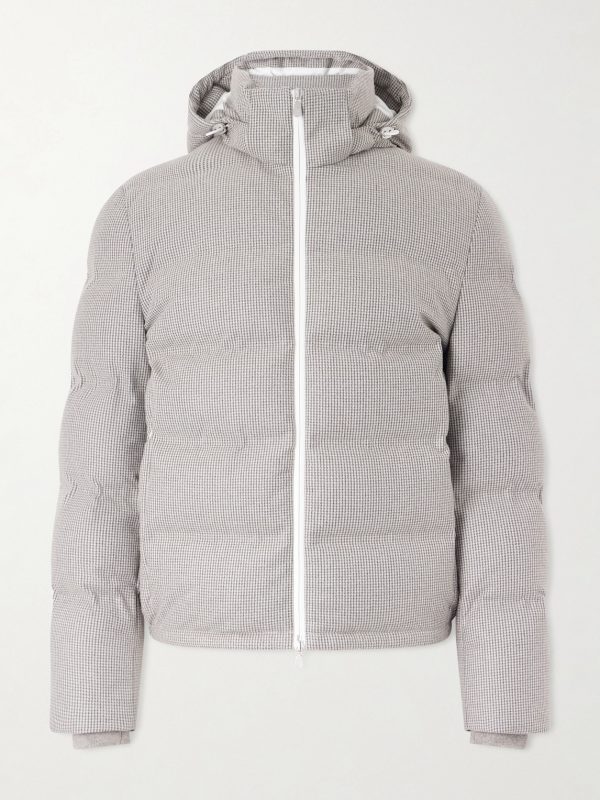 Quilted Herringbone Cashmere and Silk-Blend Hooded Down Jacket Quilted Herringbone Cashmere and Silk-Blend Hooded Down Jacket