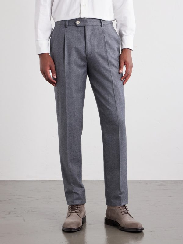 Straight-Leg Pleated Wool Trousers - FR
