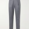 Straight-Leg Pleated Wool Trousers