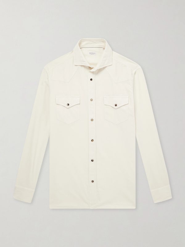Cutaway-Collar Cotton-Corduroy Western Shirt Cutaway-Collar Cotton-Corduroy Western Shirt