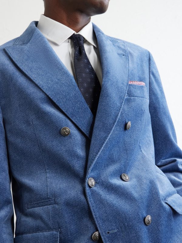 Double-Breasted Cotton-Velvet Suit Jacket - CU Double-Breasted Cotton-Velvet Suit Jacket - CU