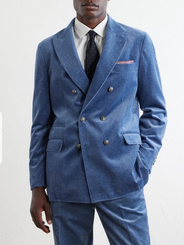 Double-Breasted Cotton-Velvet Suit Jacket - FR Double-Breasted Cotton-Velvet Suit Jacket - FR