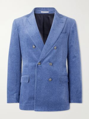 Double-Breasted Cotton-Velvet Suit Jacket