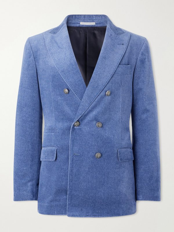 Double-Breasted Cotton-Velvet Suit Jacket Double-Breasted Cotton-Velvet Suit Jacket