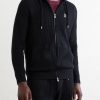 Logo-Embroidered Ribbed Cashmere Zip-Up Hoodie - FR Logo-Embroidered Ribbed Cashmere Zip-Up Hoodie - FR