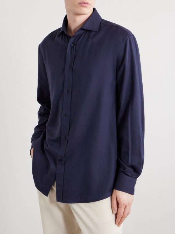 Herringbone Cotton and Lyocell-Blend Shirt - FR