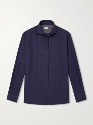 Herringbone Cotton and Lyocell-Blend Shirt