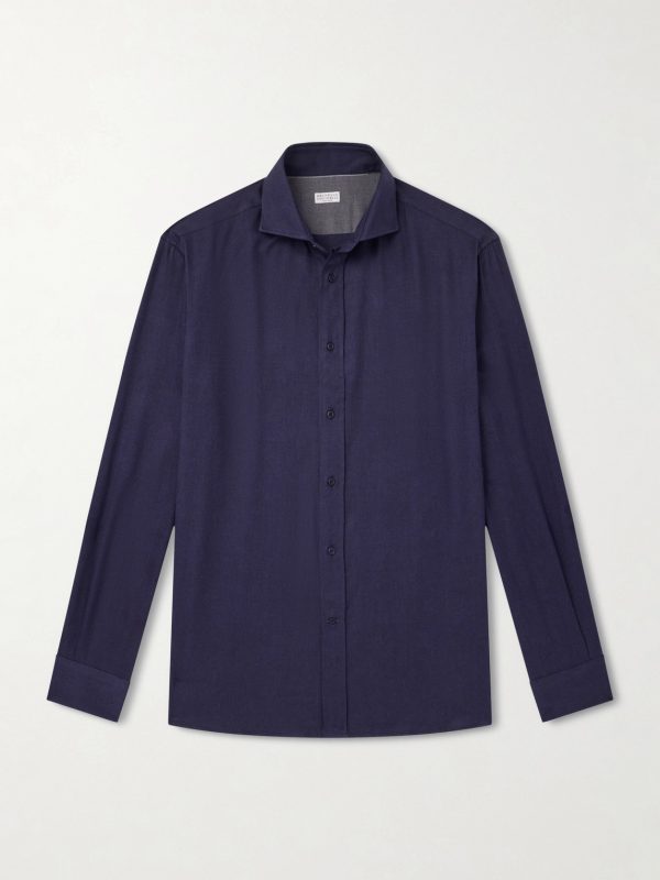 Herringbone Cotton and Lyocell-Blend Shirt