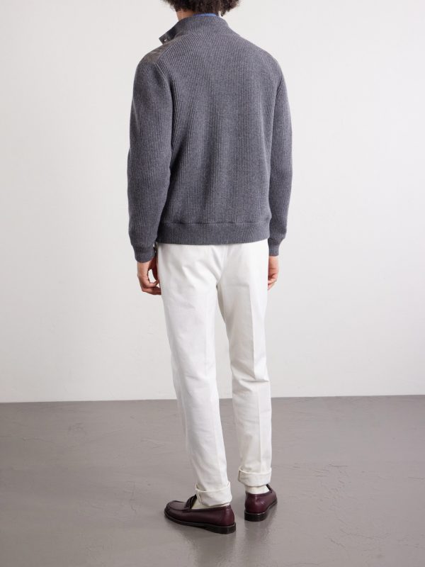 Suede and Knitted Cashmere Jacket - BK Suede and Knitted Cashmere Jacket - BK