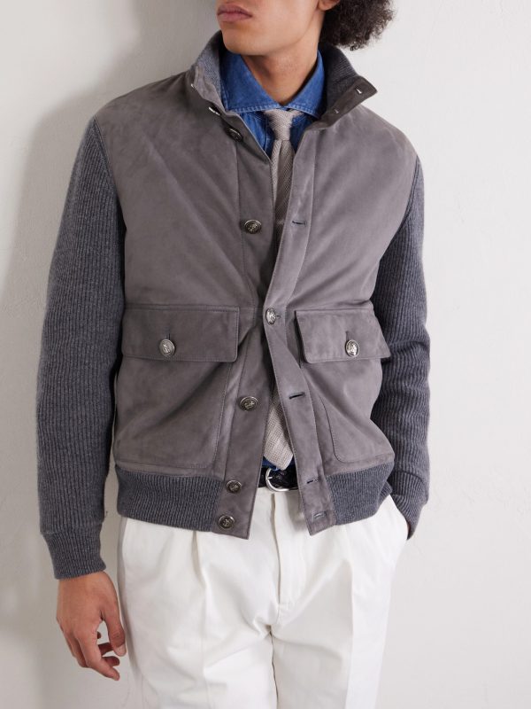 Suede and Knitted Cashmere Jacket - CU Suede and Knitted Cashmere Jacket - CU
