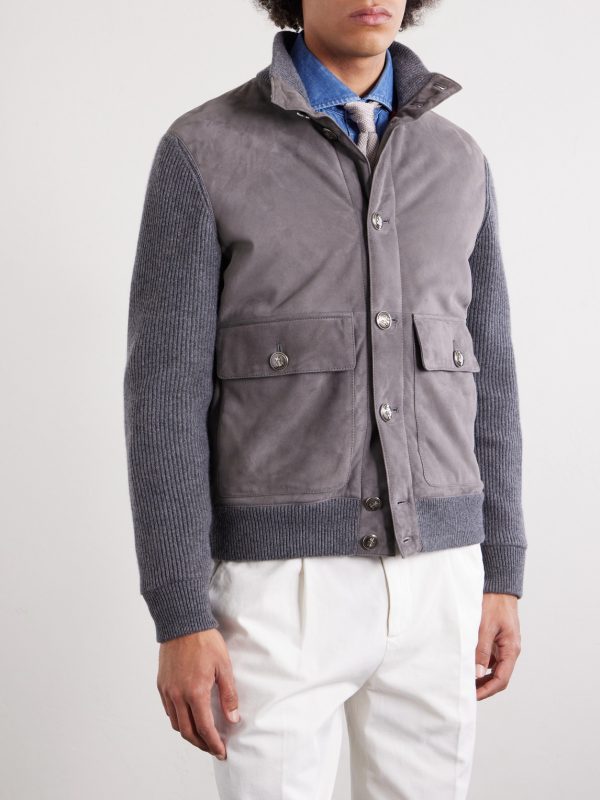 Suede and Knitted Cashmere Jacket - FR Suede and Knitted Cashmere Jacket - FR