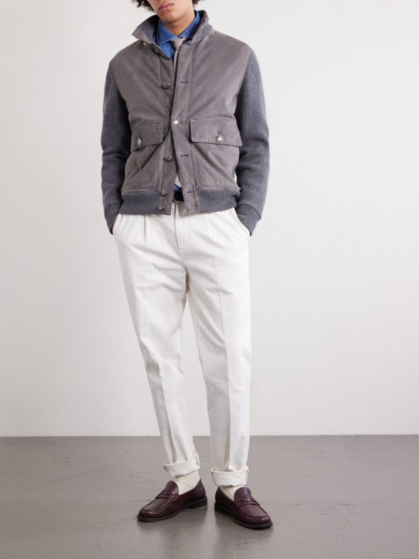 Suede and Knitted Cashmere Jacket - OU Suede and Knitted Cashmere Jacket - OU