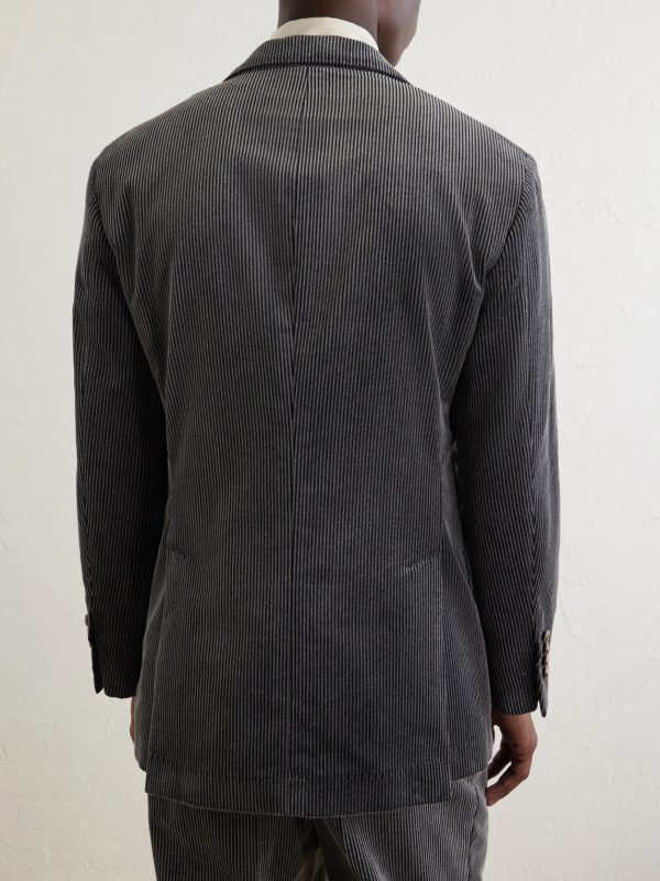 Slim-Fit Double-Breasted Cotton-Corduroy Suit Jacket - BK Slim-Fit Double-Breasted Cotton-Corduroy Suit Jacket - BK