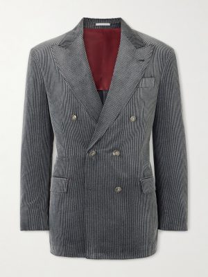 Slim-Fit Double-Breasted Cotton-Corduroy Suit Jacket