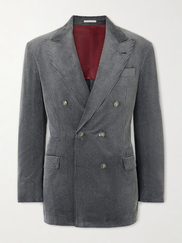 Slim-Fit Double-Breasted Cotton-Corduroy Suit Jacket Slim-Fit Double-Breasted Cotton-Corduroy Suit Jacket