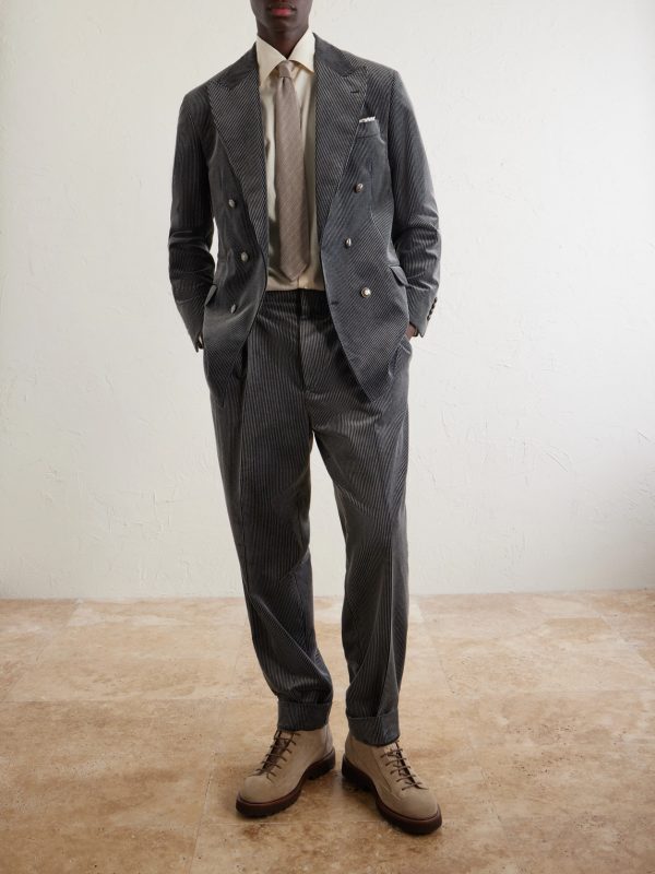 Slim-Fit Double-Breasted Cotton-Corduroy Suit Jacket - OU Slim-Fit Double-Breasted Cotton-Corduroy Suit Jacket - OU