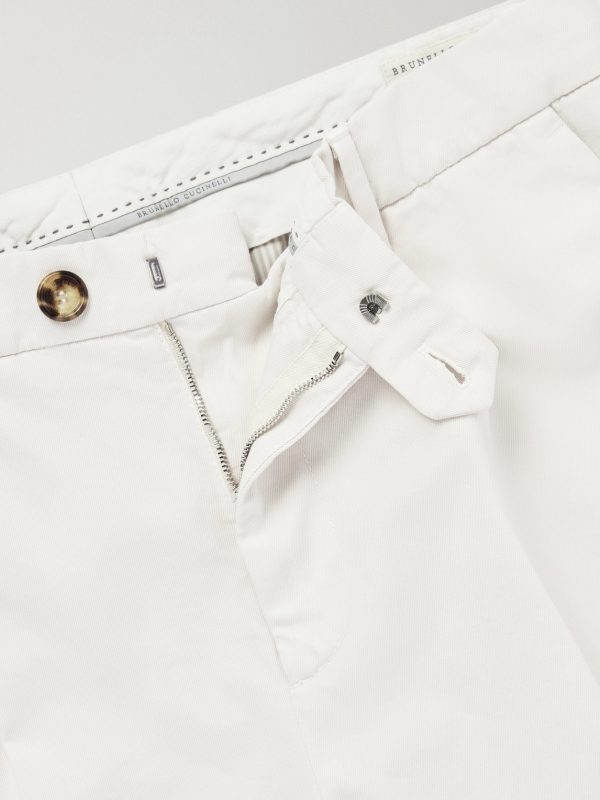 Straight-Leg Pleated Cotton-Twill Trousers - E1 Straight-Leg Pleated Cotton-Twill Trousers - E1