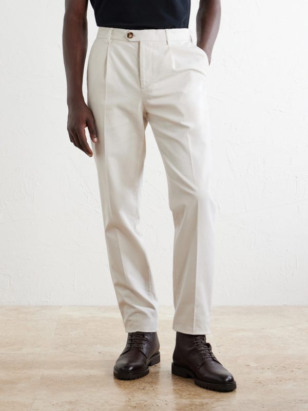 Straight-Leg Pleated Cotton-Twill Trousers - FR Straight-Leg Pleated Cotton-Twill Trousers - FR