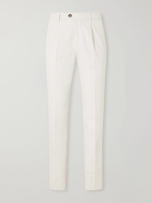 Straight-Leg Pleated Cotton-Twill Trousers Straight-Leg Pleated Cotton-Twill Trousers