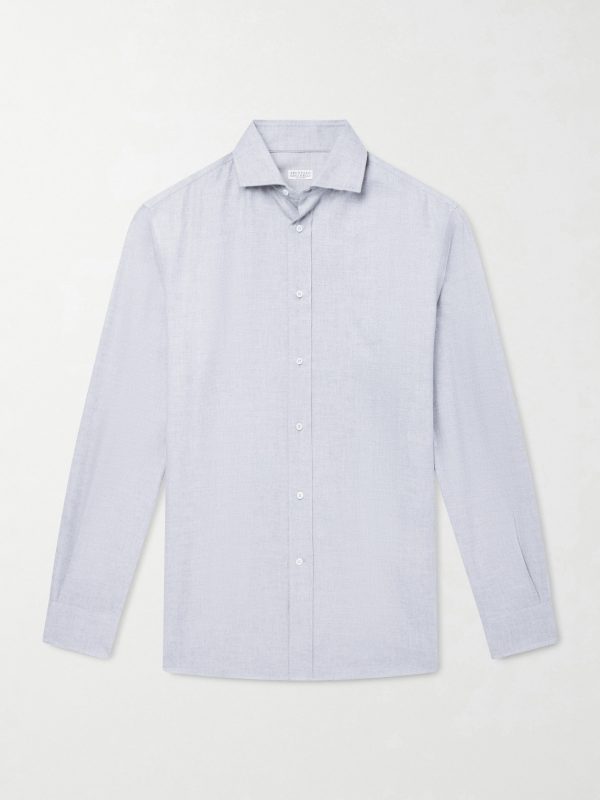 Herringbone Cotton and Lyocell-Blend Shirt