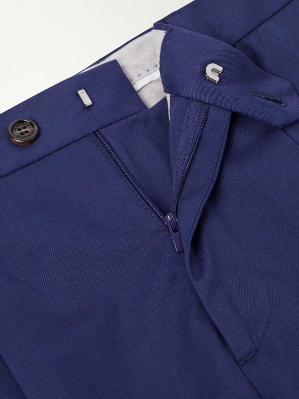 Straight-Leg Pleated Cotton-Blend Twill Suit Trousers - E1