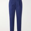 Straight-Leg Pleated Cotton-Blend Twill Suit Trousers