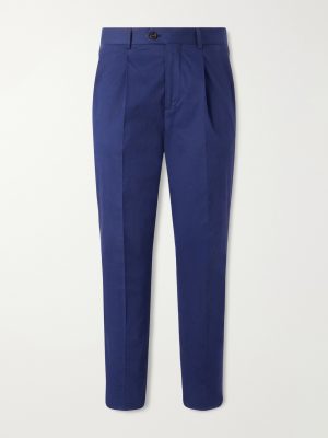 Straight-Leg Pleated Cotton-Blend Twill Suit Trousers Straight-Leg Pleated Cotton-Blend Twill Suit Trousers