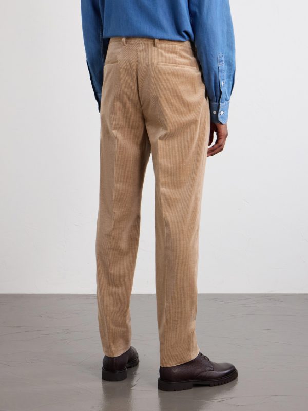 Straight-Leg Pleated Cotton-Blend Corduroy Trousers - BK