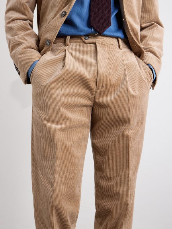 Straight-Leg Pleated Cotton-Blend Corduroy Trousers - CU