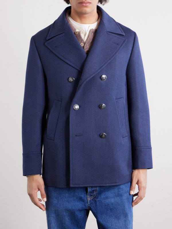 Double-Breasted Wool and Silk-Blend Coat - FR