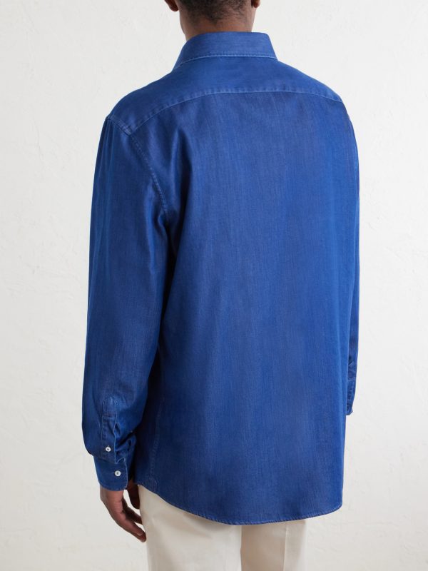 Cutaway-Collar Cotton-Chambray Shirt - BK Cutaway-Collar Cotton-Chambray Shirt - BK