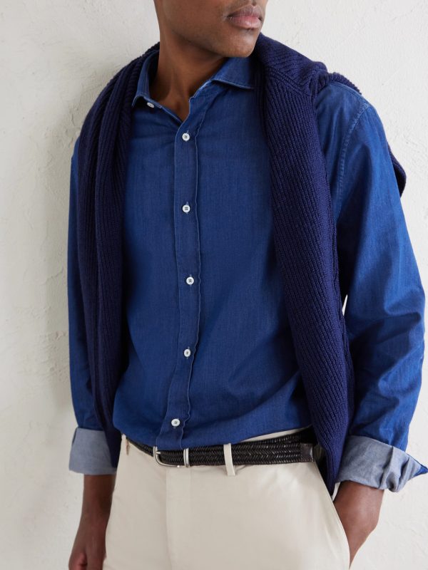 Cutaway-Collar Cotton-Chambray Shirt - CU Cutaway-Collar Cotton-Chambray Shirt - CU